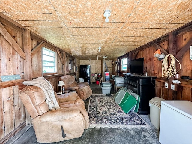 16781 E 1600th Ave, Palestine, IL 62451 - living room featuring wood walls and lofted ceiling