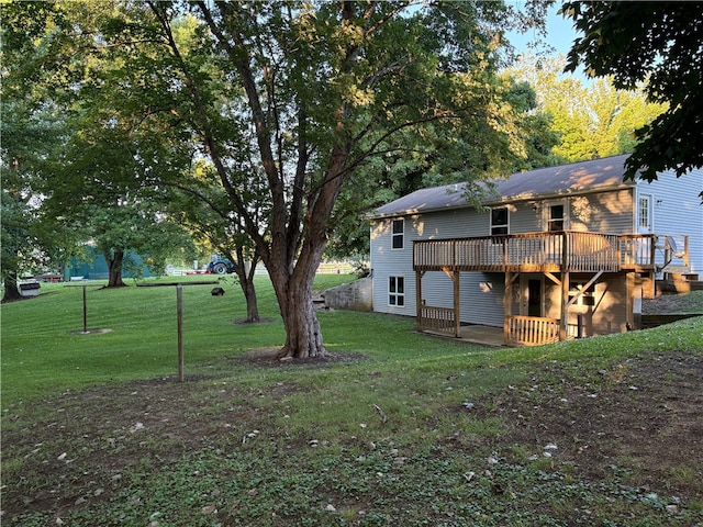905 Oak St, Edgewood, IL 62426 - view of green lawn with a wooden deck