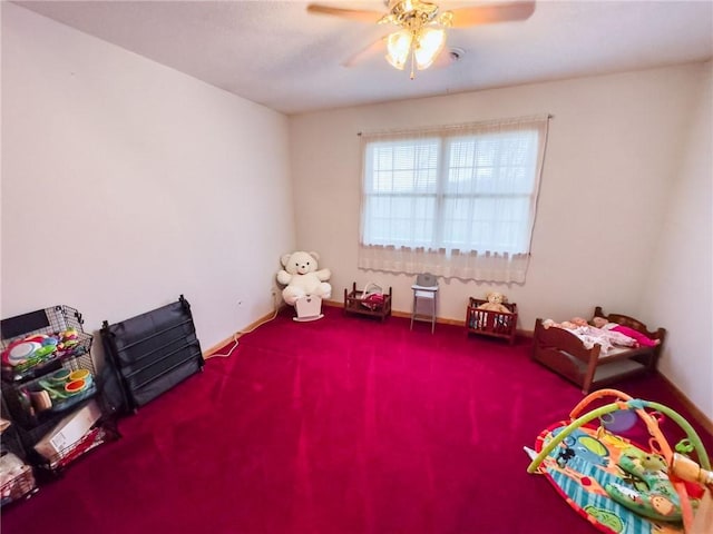 109 Brush Creek Dr, Marshall, IL 62441 - recreation room featuring a ceiling fan and carpet