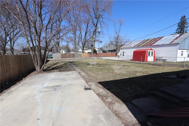 view of yard featuring a patio and a fenced backyard