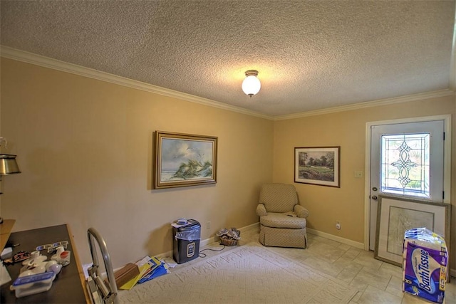 5307 Yavapai Dr, Forsyth, IL 62535 - living area featuring crown molding and a textured ceiling
