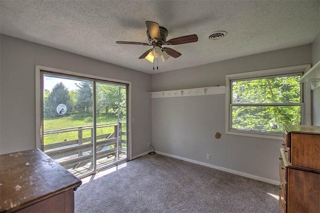 2752 N Sangamon Rd, Decatur, IL 62521 - unfurnished room featuring healthy amount of natural light, carpet floors, a ceiling fan, baseboards, and a textured ceiling