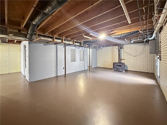 2145 E 1500 N Rd, Shelbyville, IL 62565 - unfinished basement featuring electric panel and brick wall