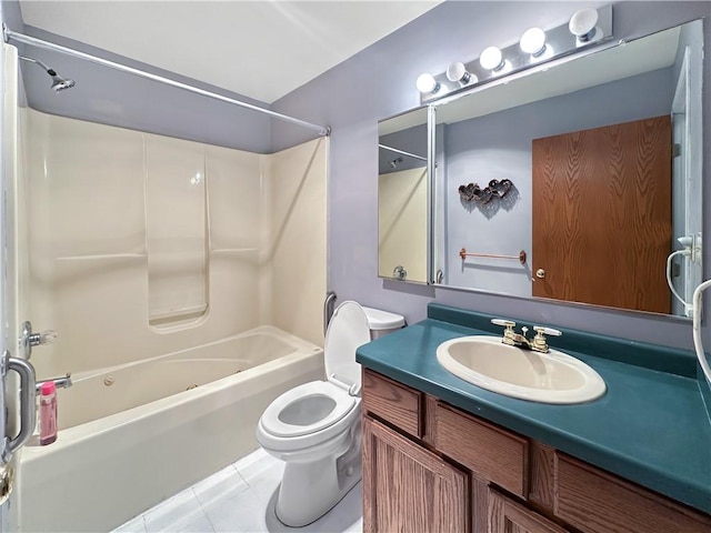 2145 E 1500 N Rd, Shelbyville, IL 62565 - full bathroom with bathtub / shower combination, toilet, vanity, and tile patterned floors