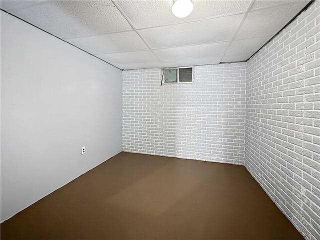 2145 E 1500 N Rd, Shelbyville, IL 62565 - finished basement with a drop ceiling and brick wall