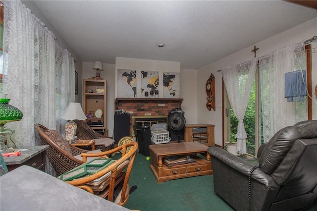 1104 N 30th St, Mattoon, IL 61938 - carpeted living room featuring a brick fireplace