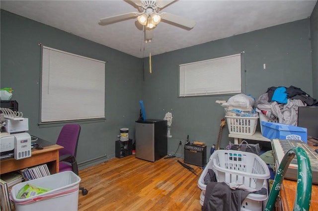 1104 N 30th St, Mattoon, IL 61938 - office area featuring a ceiling fan and wood finished floors