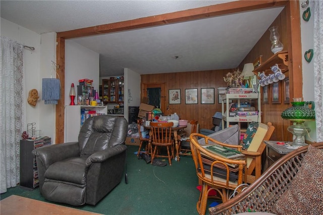 1104 N 30th St, Mattoon, IL 61938 - carpeted living area with wooden walls