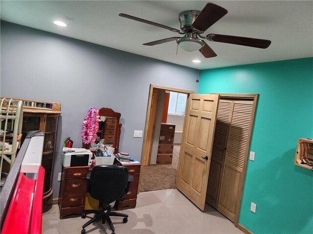 1422 Ohio Ave, Windsor, IL 61957 - home office with recessed lighting and a ceiling fan