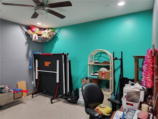 1422 Ohio Ave, Windsor, IL 61957 - office area featuring recessed lighting and a ceiling fan