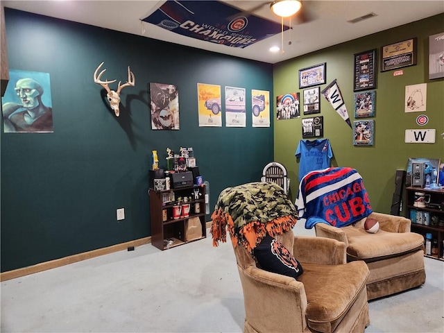1422 Ohio Ave, Windsor, IL 61957 - bedroom featuring concrete flooring and ceiling fan