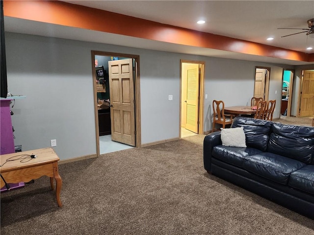 1422 Ohio Ave, Windsor, IL 61957 - carpeted living area with ceiling fan and recessed lighting