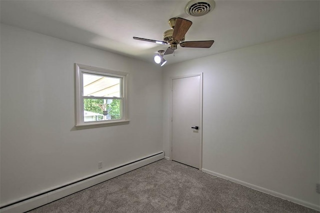 2631 Gregory Ct, Decatur, IL 62526 - unfurnished room featuring a baseboard heating unit, carpet flooring, baseboards, and a ceiling fan