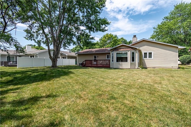 4642 Dogwood Ct, Decatur, IL 62526 - rear view of house featuring a deck and a chimney
