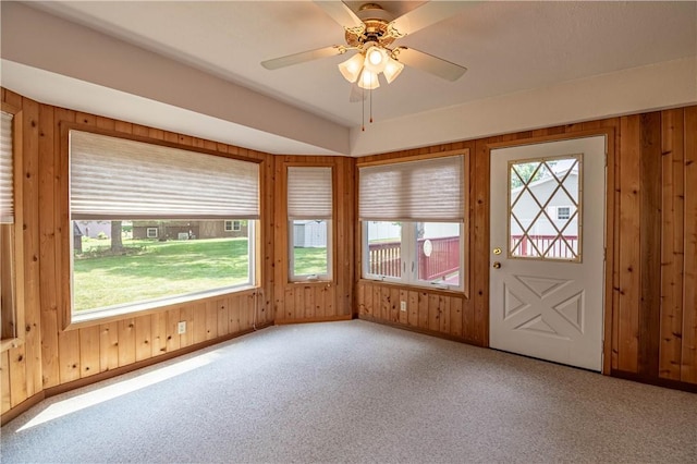 4642 Dogwood Ct, Decatur, IL 62526 - unfurnished sunroom with carpet and wood walls