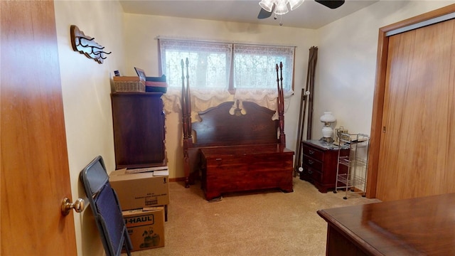 interior space with a ceiling fan