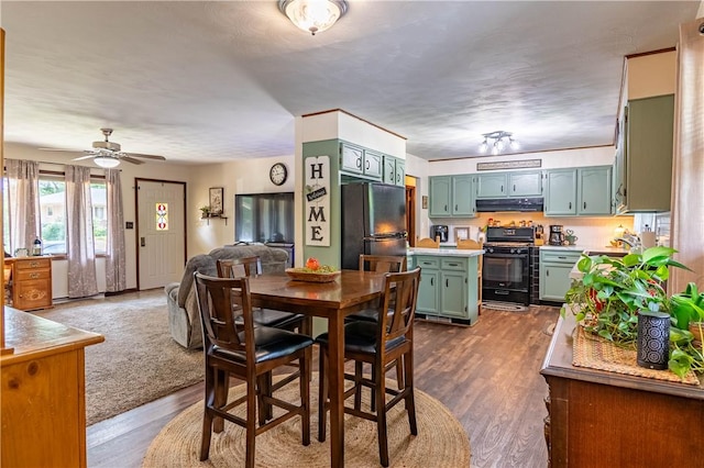 37 Ohio Dr, Decatur, IL 62526 - dining area with dark wood-type flooring and a ceiling fan