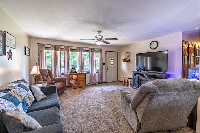 37 Ohio Dr, Decatur, IL 62526 - living room featuring ceiling fan and carpet floors