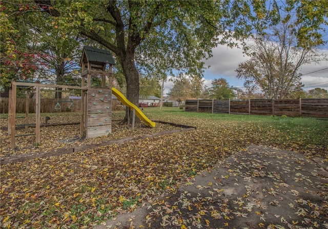 view of yard featuring a playground