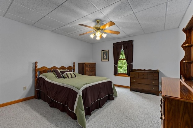 8434 Meadowview Rd, Effingham, IL 62401 - bedroom featuring a drop ceiling, carpet flooring, and ceiling fan