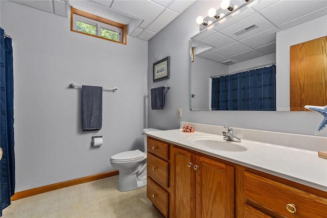 8434 Meadowview Rd, Effingham, IL 62401 - full bath featuring a paneled ceiling, vanity, tile patterned floors, and a shower with shower curtain