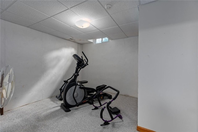 8434 Meadowview Rd, Effingham, IL 62401 - exercise area featuring a drop ceiling and carpet