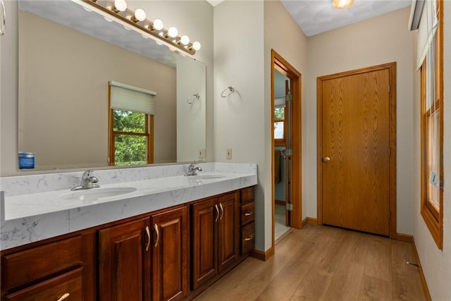 8434 Meadowview Rd, Effingham, IL 62401 - full bathroom with wood finished floors and double vanity