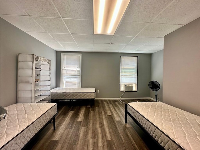705 S 16th St, Mattoon, IL 61938 - bedroom featuring a drop ceiling, dark wood-type flooring, and cooling unit