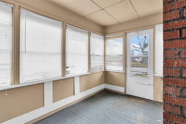 view of unfurnished sunroom