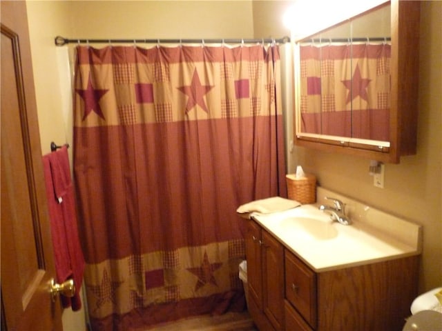 3535 Ferndale Ave, Danville, IL 61834 - full bathroom featuring vanity, a shower with curtain, and toilet