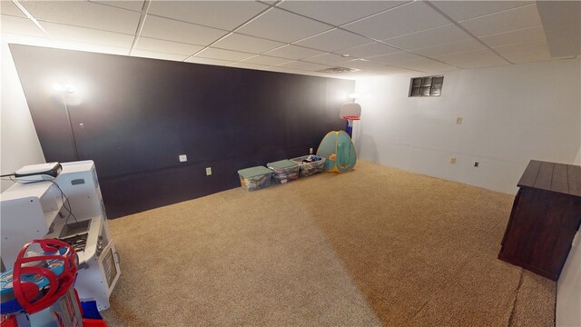 204 Bryan St, Catlin, IL 61817 - game room featuring carpet and a drop ceiling