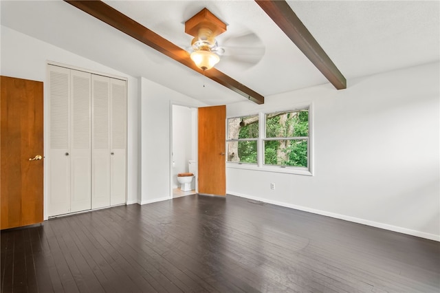 3044 Greenlake Dr, Decatur, IL 62521 - unfurnished bedroom featuring a closet, dark wood-type flooring, and ceiling fan