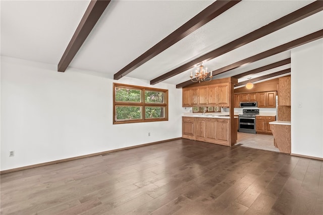 3044 Greenlake Dr, Decatur, IL 62521 - unfurnished living room with a chandelier and wood finished floors