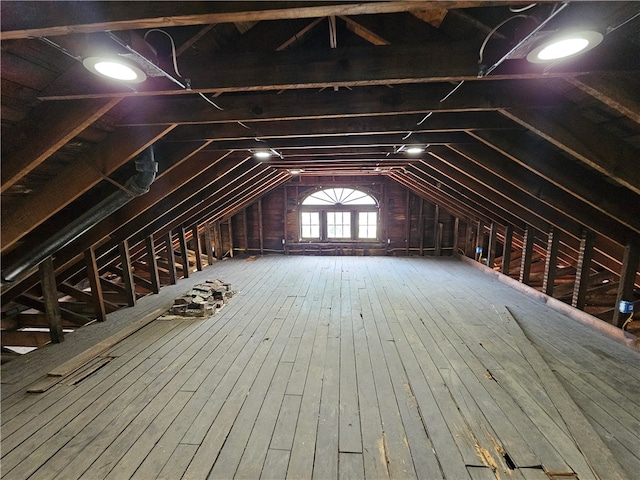 view of unfinished attic