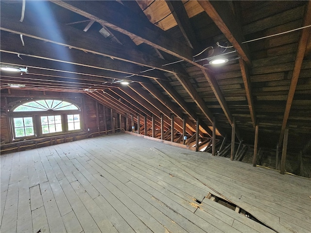 view of unfinished attic