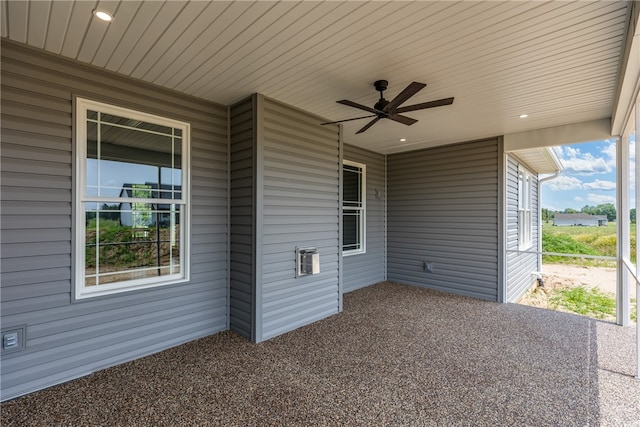 view of patio with ceiling fan