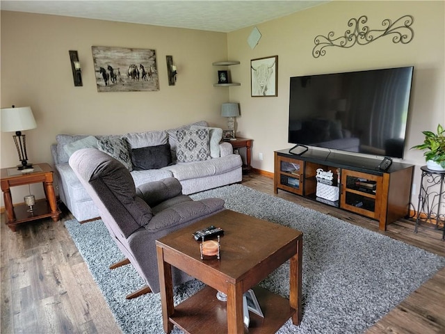505 W N 9th St, Shelbyville, IL 62565 - living room featuring wood finished floors and baseboards