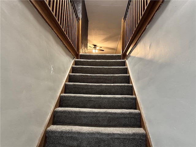 1007 10th St, Charleston, IL 61920 - stairs with a ceiling fan
