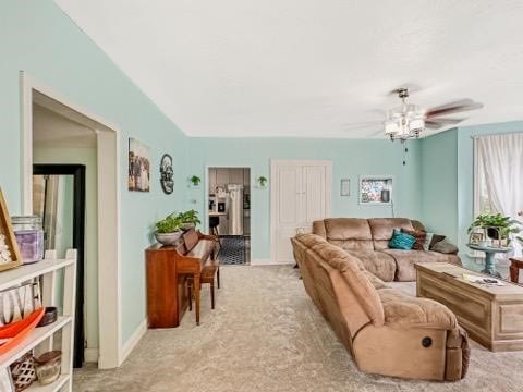 525 N 7th St, Charleston, IL 61920 - living area with light colored carpet and a ceiling fan