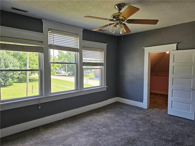301 S Meridian St, Toledo, IL 62468 - empty room featuring carpet flooring, a ceiling fan, and a textured ceiling