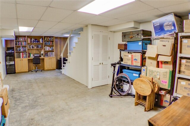 400 Country Club Rd, Mattoon, IL 61938 - finished basement with a paneled ceiling and stairs