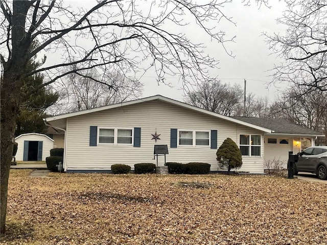 single story home with a garage