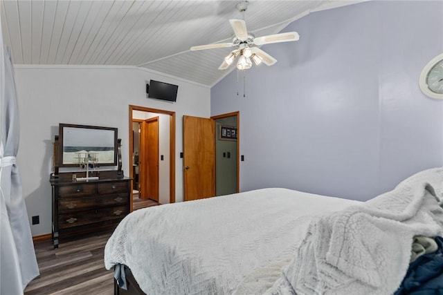 18058 E 1545th Ave, Teutopolis, IL 62467 - bedroom featuring lofted ceiling, wood finished floors, and ceiling fan