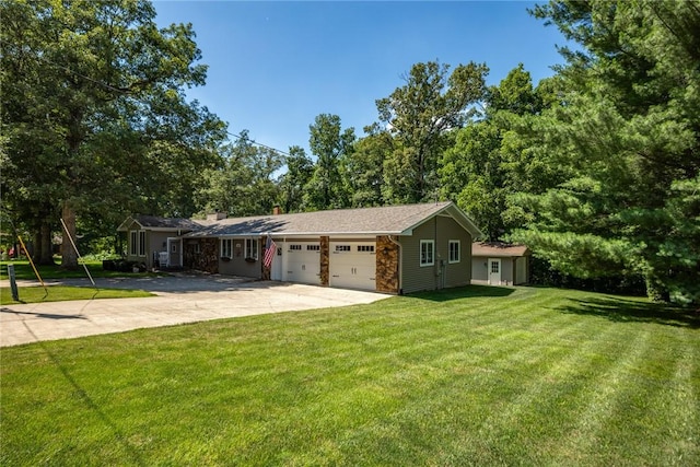 18058 E 1545th Ave, Teutopolis, IL 62467 - view of front of property with an attached garage, a front lawn, and driveway