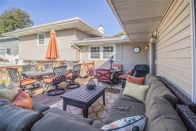 view of patio featuring outdoor dining space and outdoor lounge area