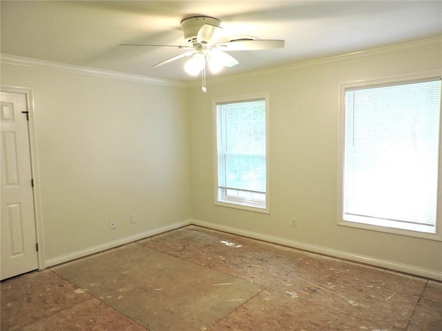 37626 Hunnington Ridge Rd, Hoopeston, IL 60942 - spare room with crown molding and a ceiling fan