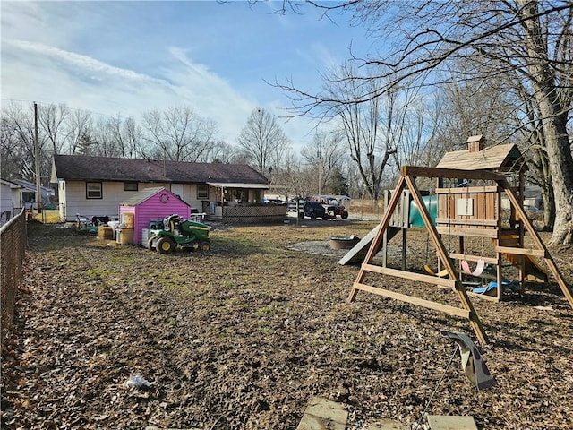 view of yard with a playground