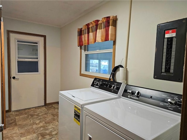 clothes washing area with independent washer and dryer