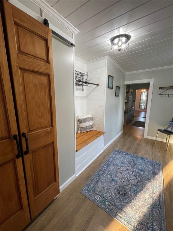 510 S 5th St, Marshall, IL 62441 - corridor with ornamental molding and wood finished floors