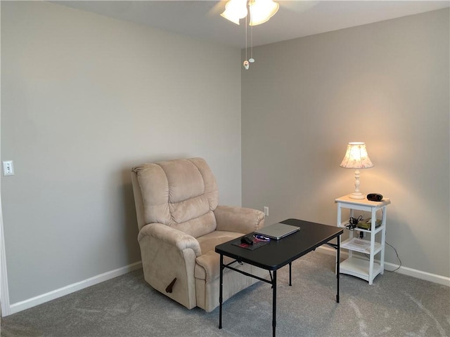 15 Fairfield Ln, Charleston, IL 61920 - sitting room featuring carpet floors, ceiling fan, and baseboards